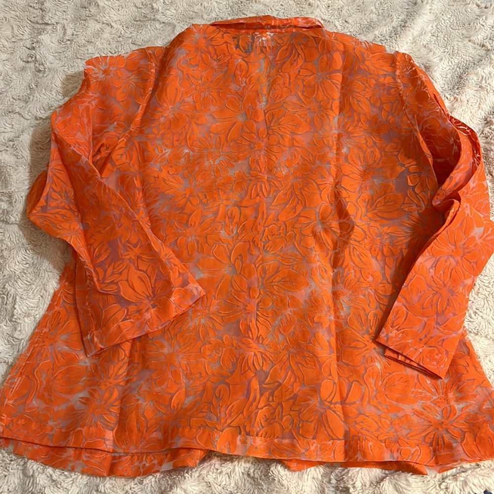 New Without Tag Chico's Floral Print Long Sleeve Sheer Shirt Size 3 - Picture 6 of 7